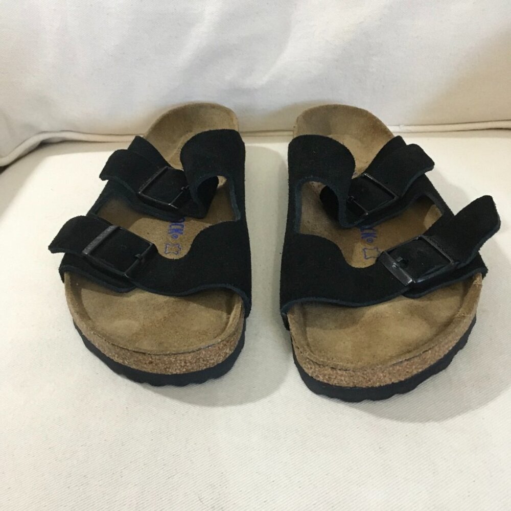 NWOT Birkenstock Arizona Black Suede Slide Sandal L10/M8 - Picture 2 of 6